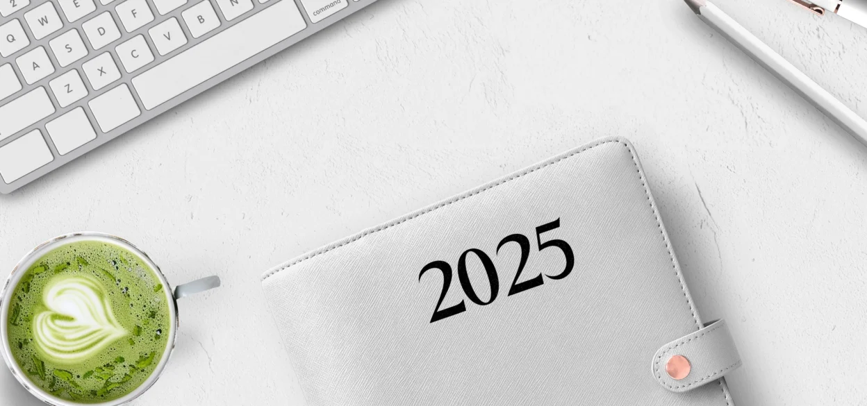 Matcha agenda and keyboard