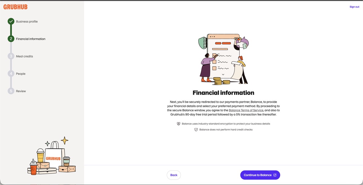 Self-Service signup Balance transfer screen