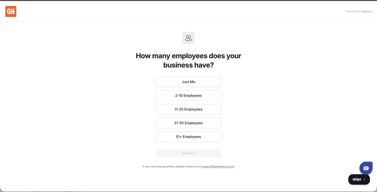 Balance business employee count screen