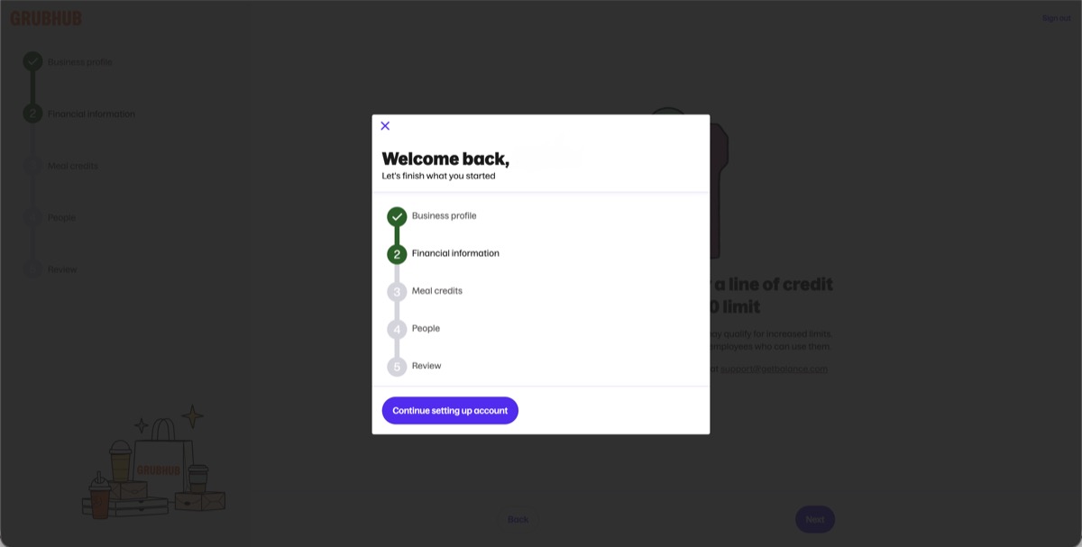 Self-Service account signup screenshot step 19